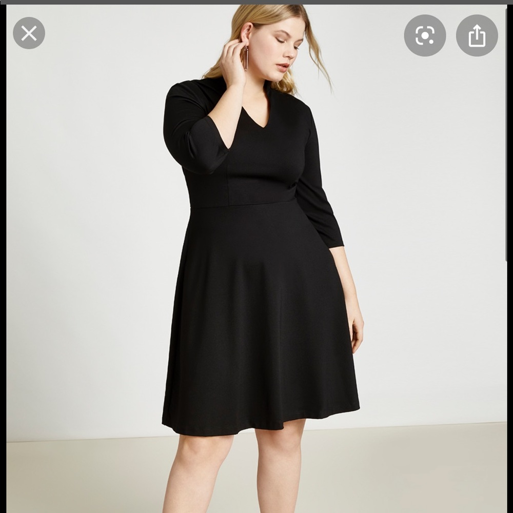 Eloquii Black V-Neck dress with half sleeves
